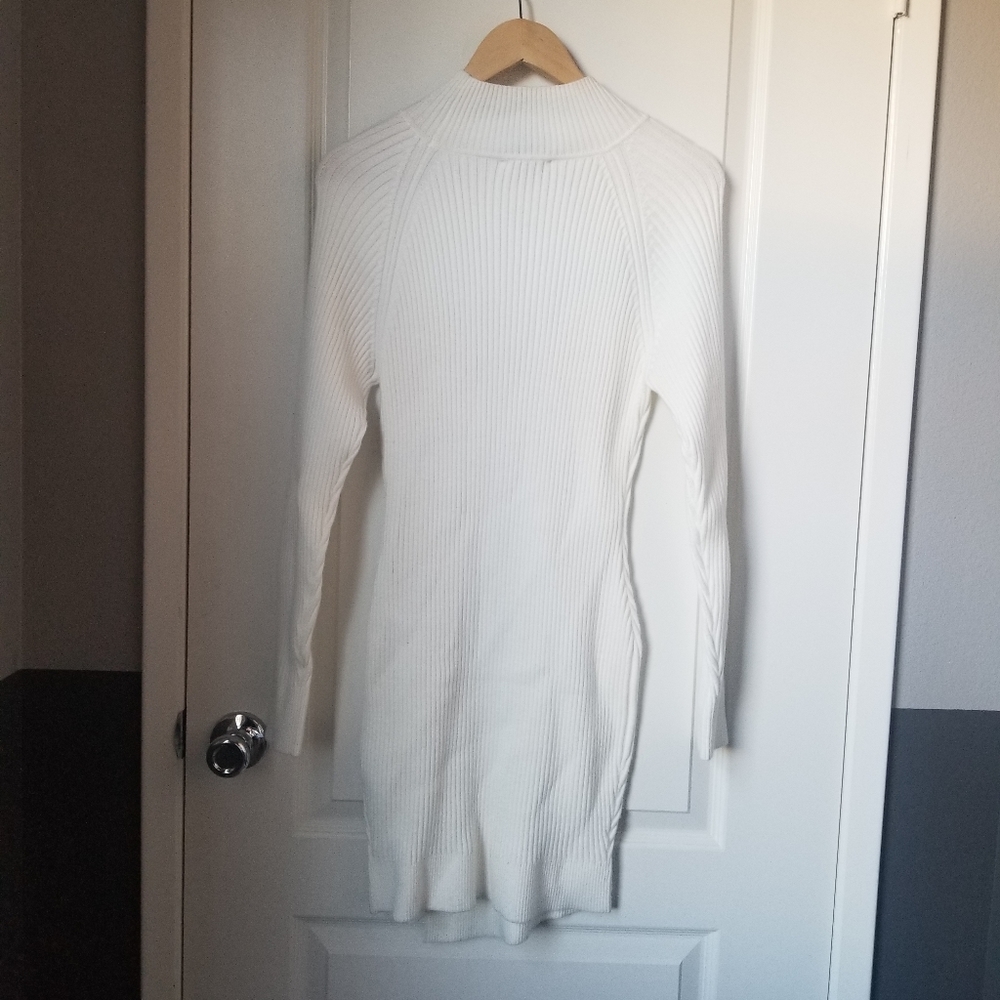 SALE ❤  Bardot Ivory Mini Ribbed Mockneck Bodycon Long Sleeve Dress - Picture 5 of 15